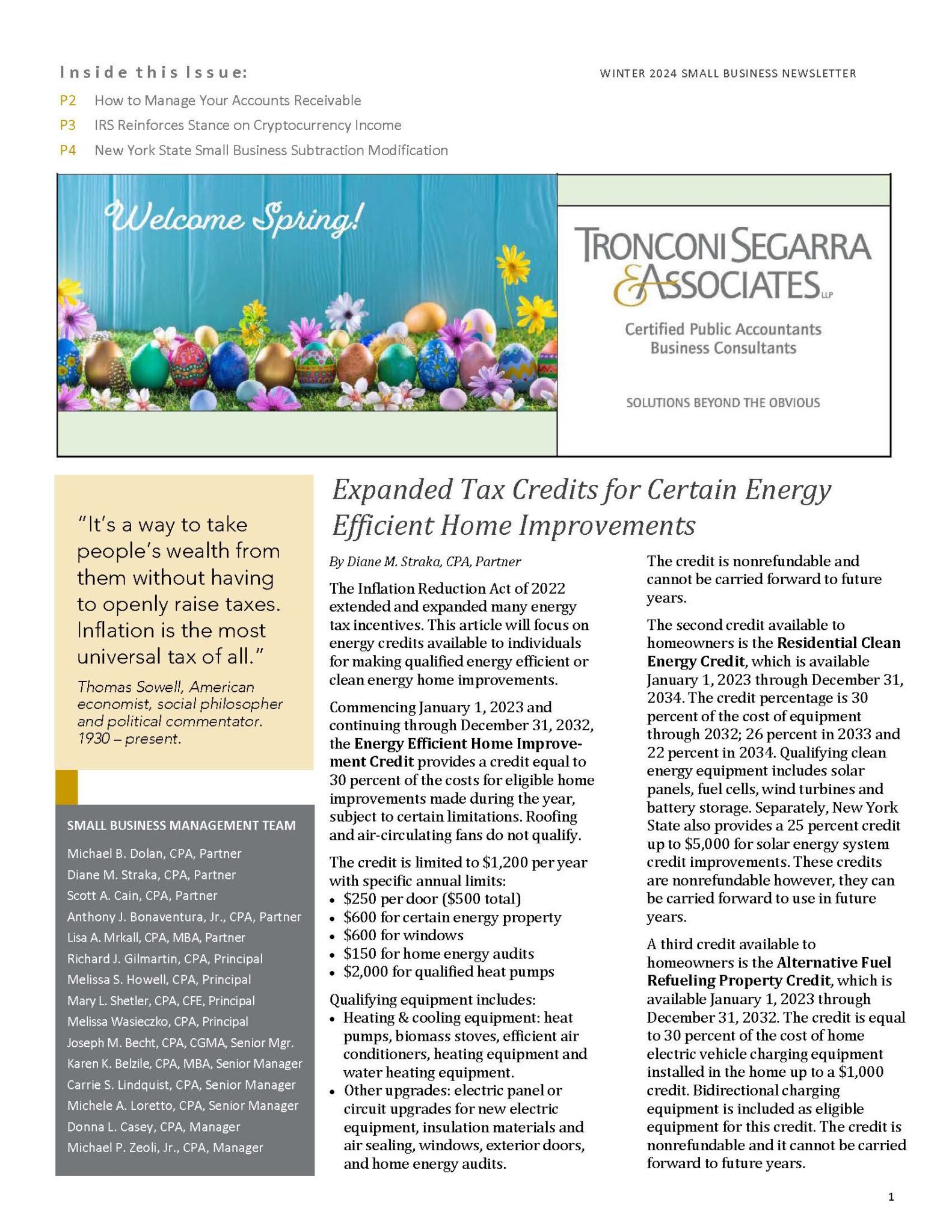 Winter 2024 Small Business Newsletter Tronconi Segarra Associates   FINAL February 2024 Small Business Newsletter 2 26 24 Page 1 1583x2048 